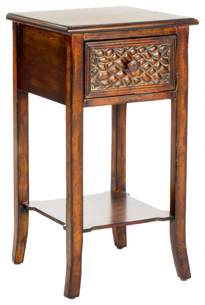 Safavieh Ernest End Table With Storage Drawer  Dark Brown   Transitional   Side Tables And End Tables   by HedgeApple  Houzz