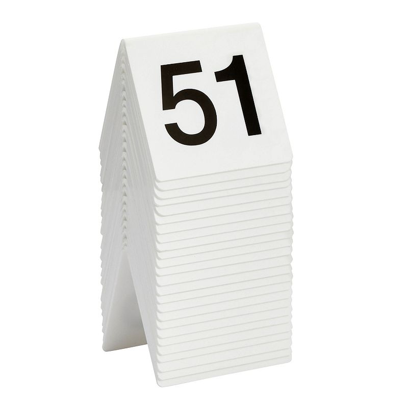 Set of 25 Acrylic Table Numbers for Wedding Reception， Plastic Tent Cards Numbered 51-75 for Restaurants， Banquets (3 x 2.75 x 2.5 In)