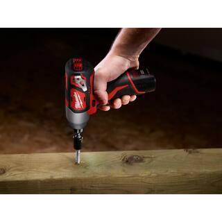 MW M12 12V Lithium-Ion Cordless 14 in. Impact Driver Kit W(2) 1.5Ah Batteries Charger  Case 2462-22