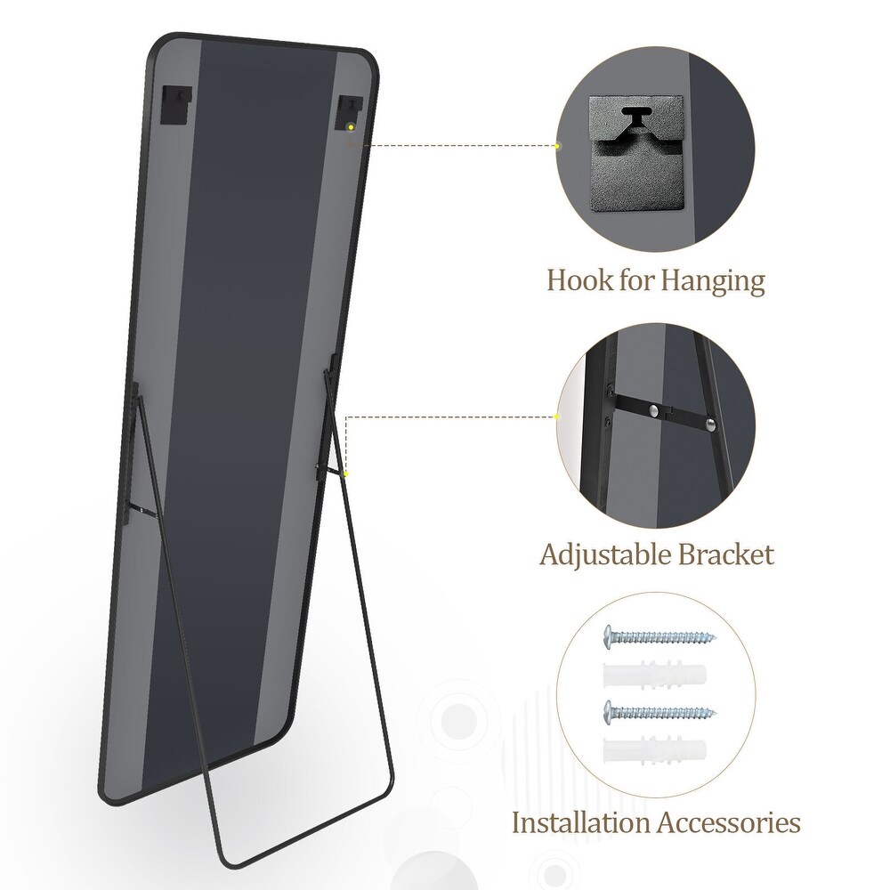 64 x 21 Full Length Floor Mirror with Rounded Corners