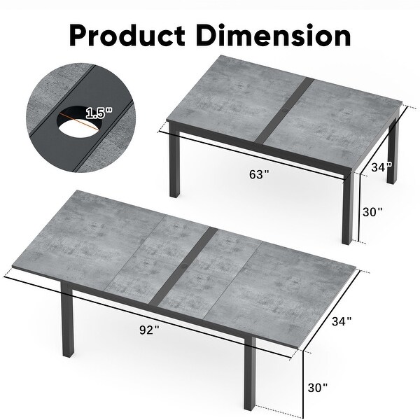 Extendable Aluminum Dining Table with Umbrella Hole