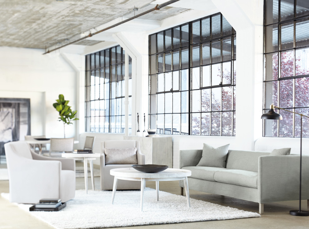 Bernhardt Loft Booker Round Cocktail Table  Brushed White   Midcentury   Coffee Tables   by HedgeApple  Houzz