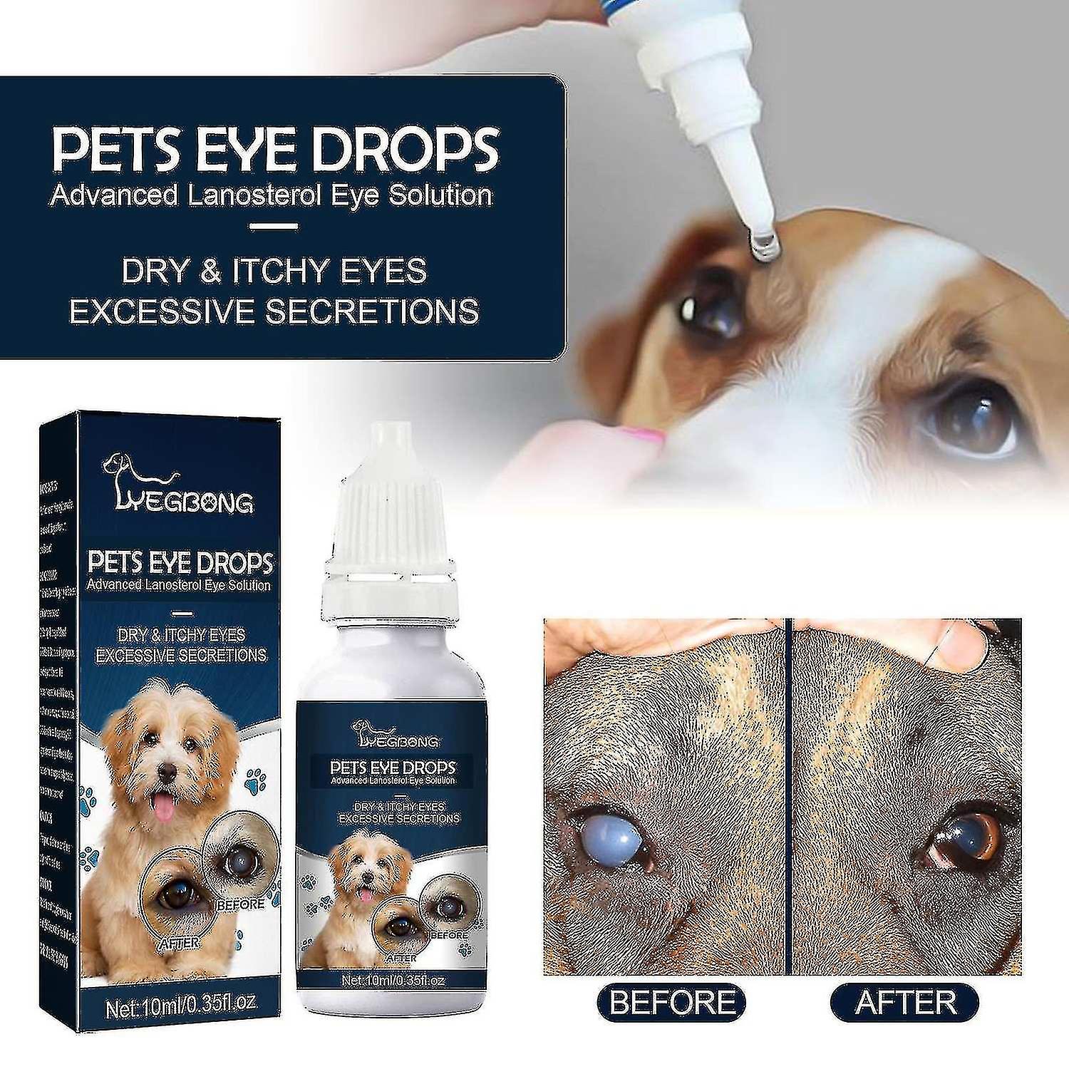 Cataract Drops For Pets， Therapeutic Eye Lubricating Drop For Dog Cats， Improve Vision Clarity High-