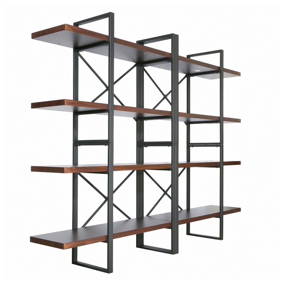 8 Tier and 8 Open Wider Metal Frame and Industrial Wood Etagere Bookcase   70.87*56.69*13 inch