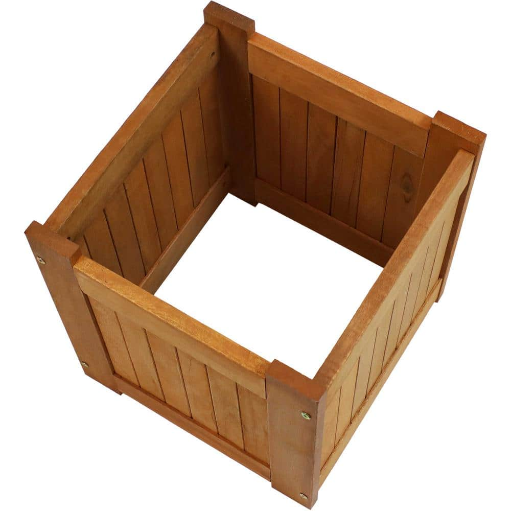 Sunnydaze Decor 16 in. Meranti Wood Outdoor Planter Box (Set of 2) LAM-608