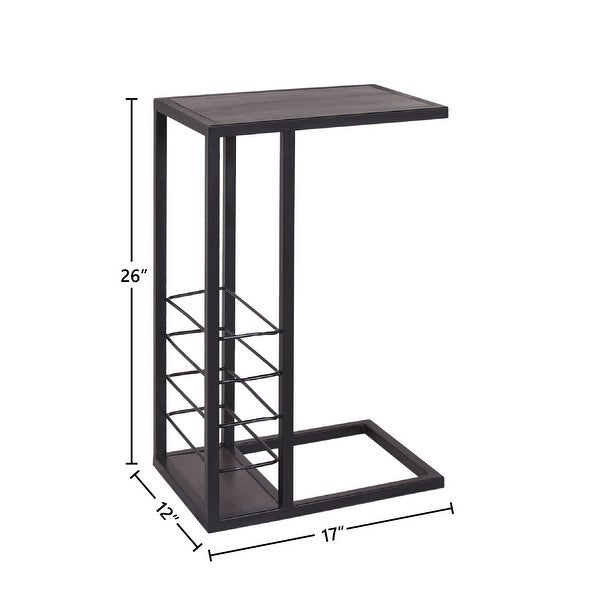 Edwin Contemporary Accent C Table in Iron and Acacia