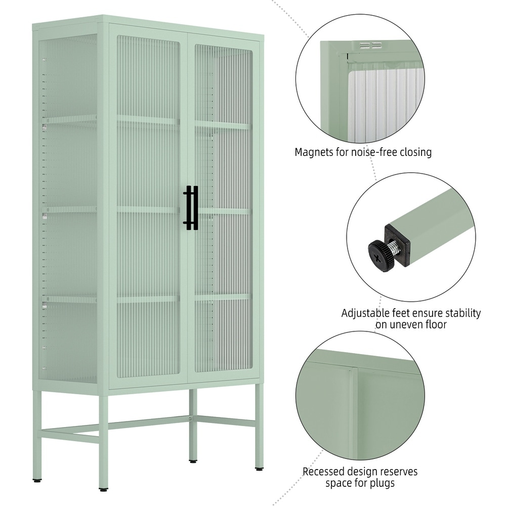 Mint Green Storage Bookshelf w/ Adjustable Shelves Display Cabinet