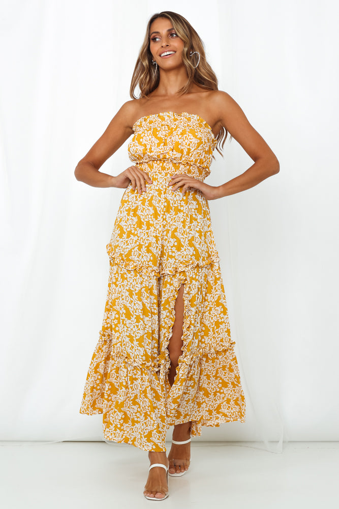 Love My Tequila Sunrises Maxi Dress Mustard