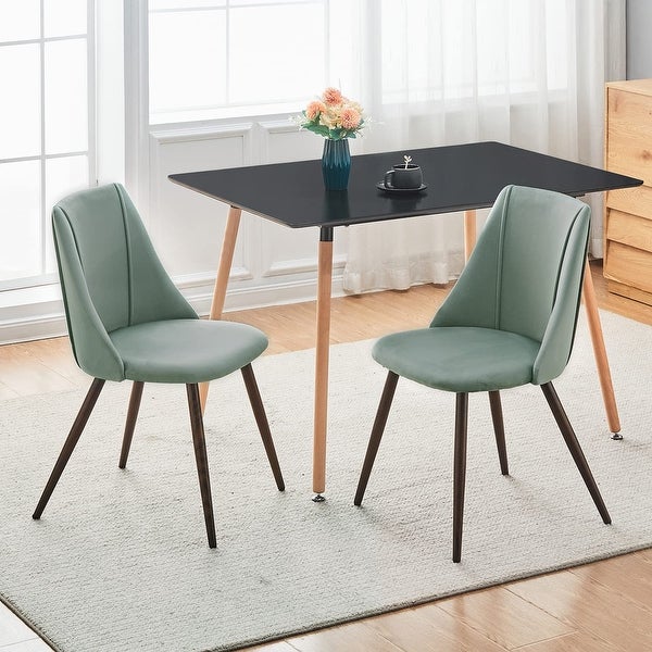 1PC Dining Chair， Velvet Upholstered Kitchen Chair Modern Dining Room Side Chair with Soft Seat/Metal Legs - N/A