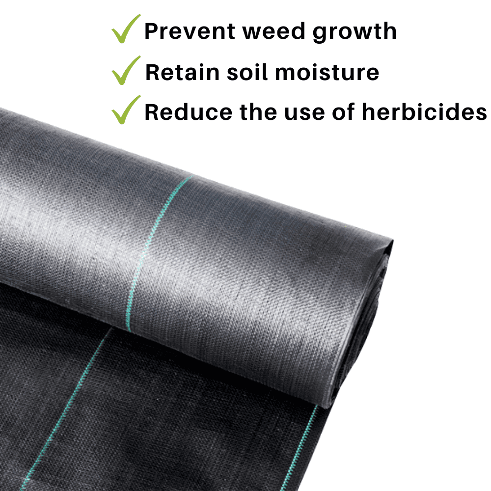 JM Gardens 3 ft x 100 ft Weed Barrier, Black Landscape Fabric, Weed Control Mat, 3.5 oz