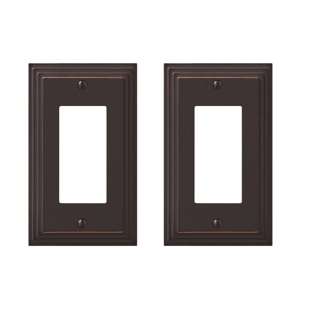 Hampton Bay Tiered 1 Gang Rocker Metal Wall Plate - Aged Bronze (2-Pack) 84RVBHB-2