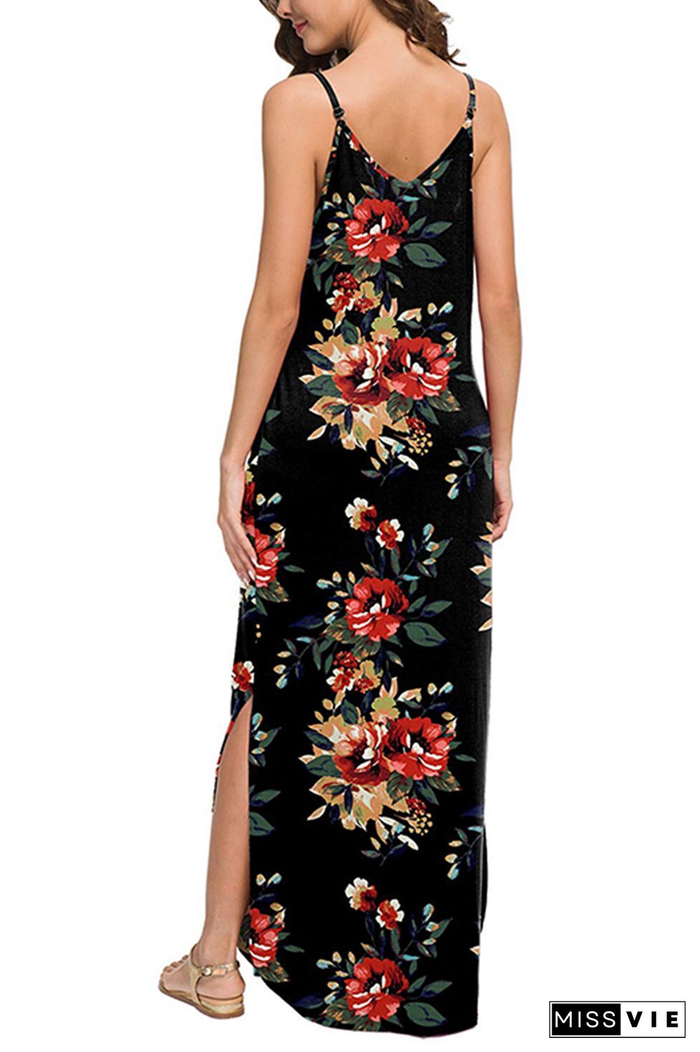 Sling V-Neck Sunflower Dress