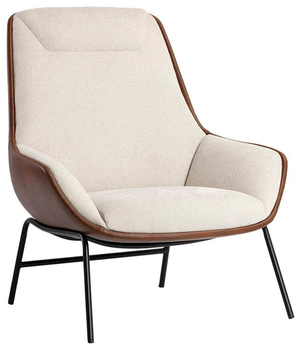 Berne Lounge Chair   Belfast Oatmeal / Bravo Cognac   Midcentury   Armchairs And Accent Chairs   by Rustic Home Furniture Deco  Houzz