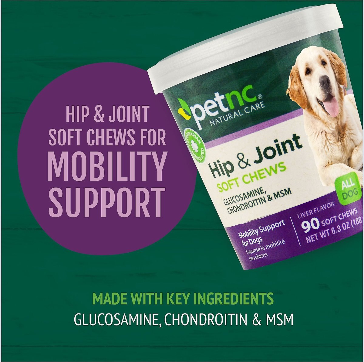 PetNC Natural Care Hip and Joint Soft Chews Joint Supplement for Dogs