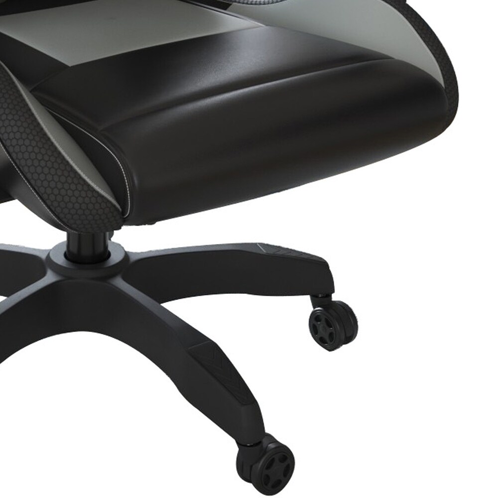 Aria 27 Inch Swivel Faux Leather Office Gaming Chair  Adjustable  Black