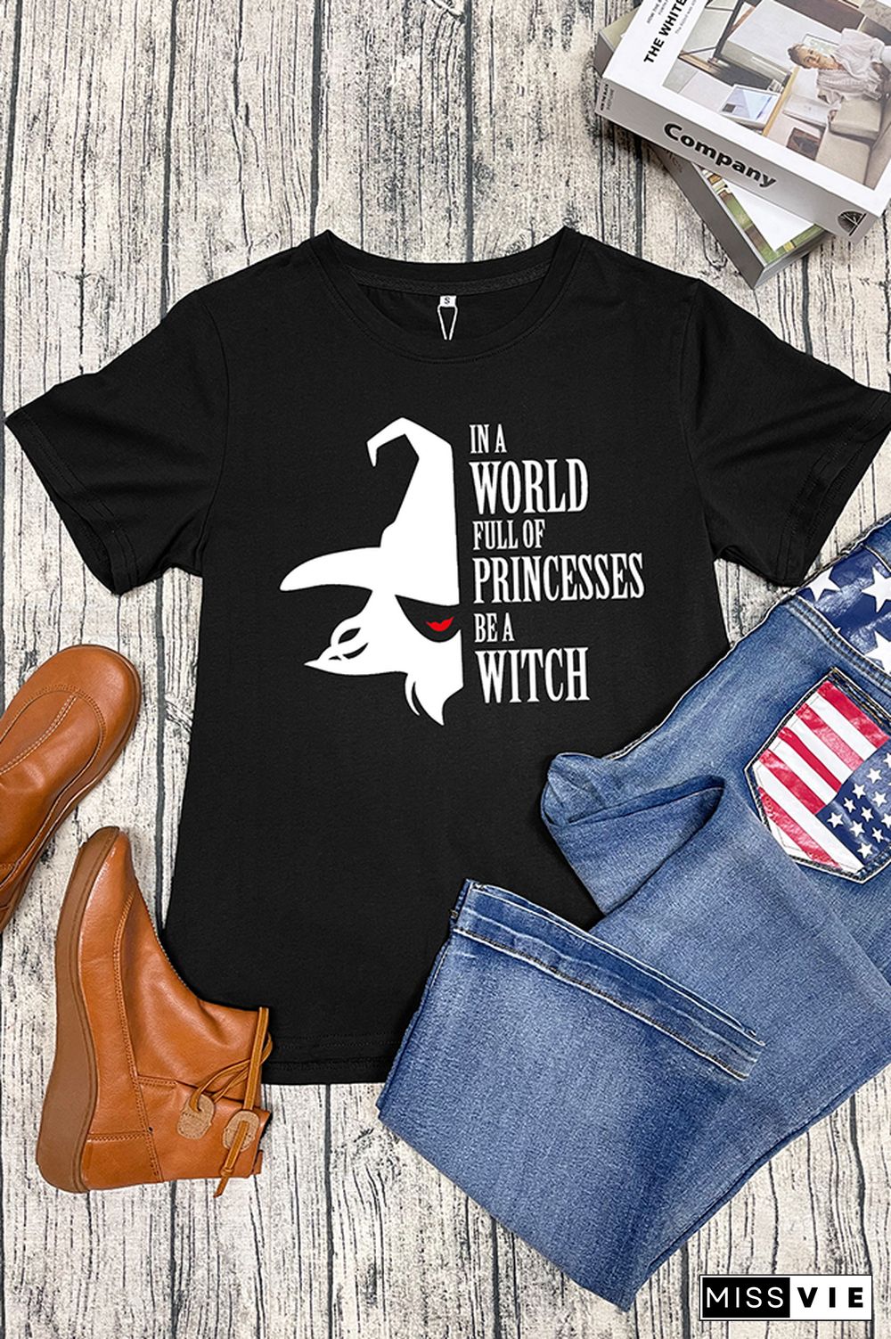 Spooky Witch Short Sleeve Graphic Tee Wholesale