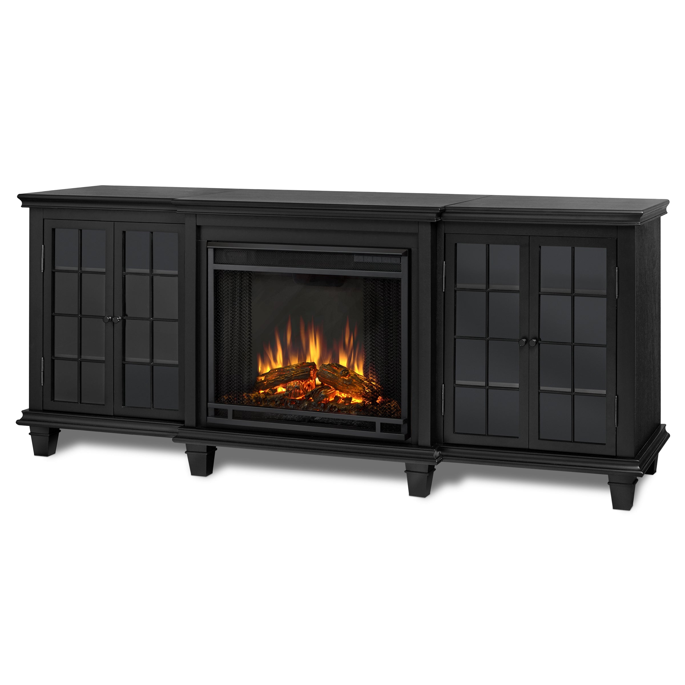 Marlowe Electric Entertainment Fireplace in Black by Real Flame