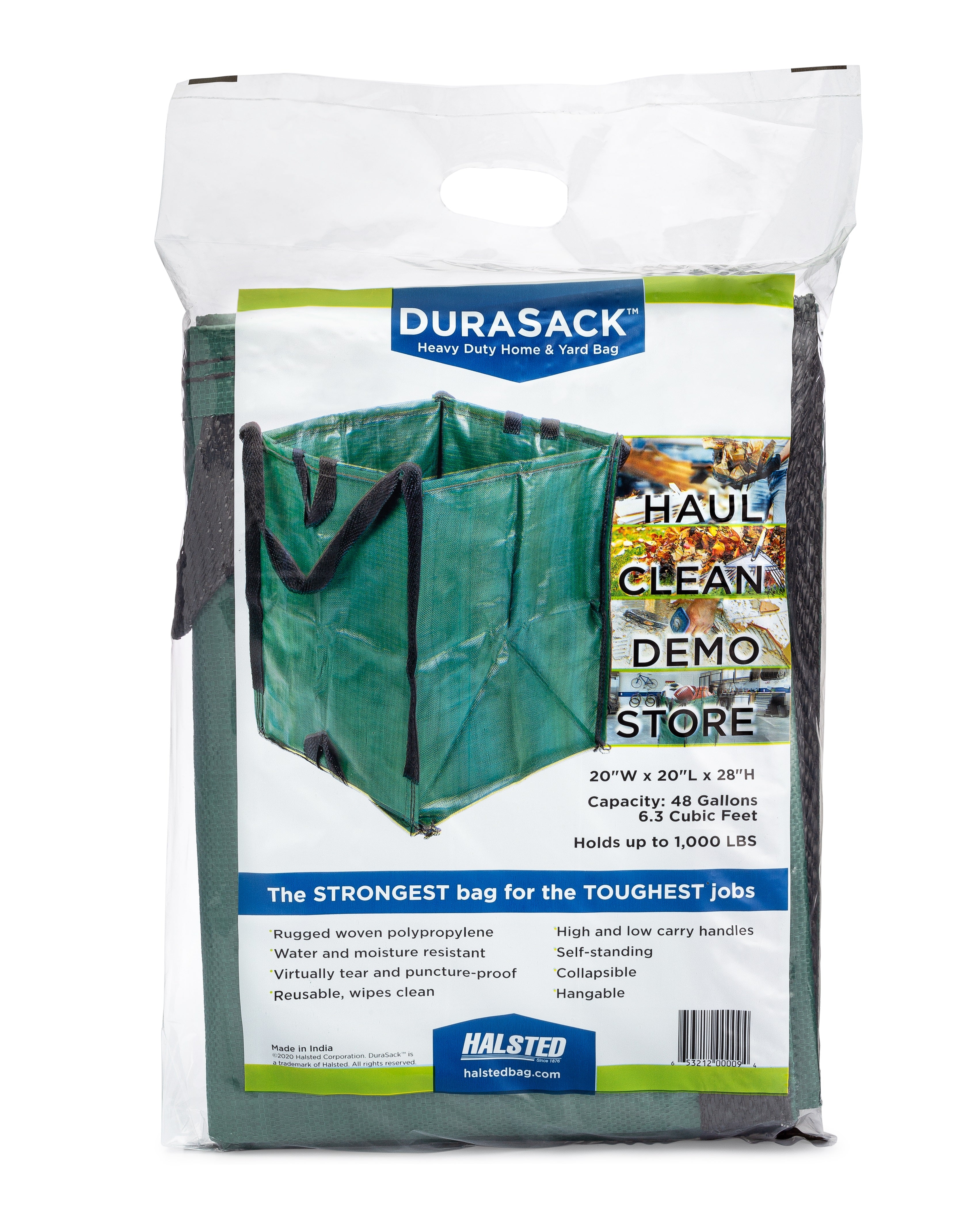 DURASACK 48-Gallon Green Outdoor Polypropylene Reusable Lawn and Leaf Bag (1-Pack)