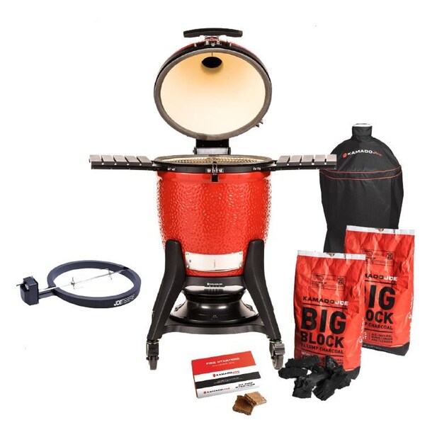 Kamado Joe Classic III Bundle w/ KJ15040921 GRILL， CART， Cover， JoeTisserie and 2 BAGS Lump Charcoal + 1 Box Firestarter