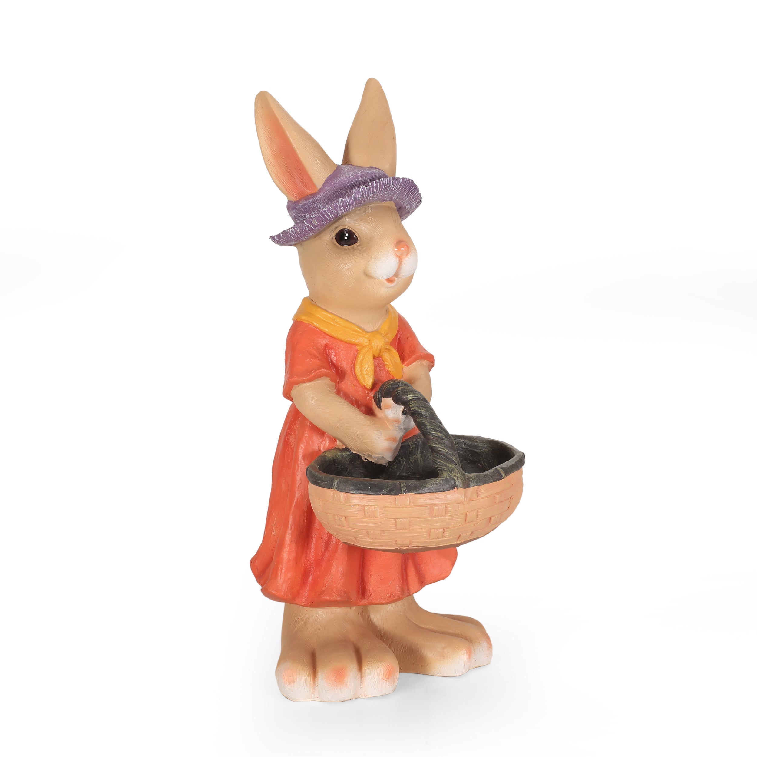 Raglan Rafter Outdoor Rabbit Garden Statue, Brown and Orange