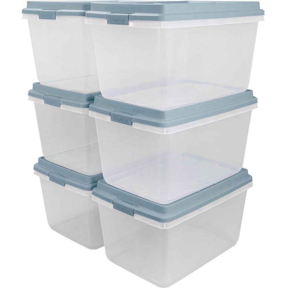 Hefty 72 .qt Clear Hi Rise Storage Bin - 6 units HFTCOM-7163010665666-6