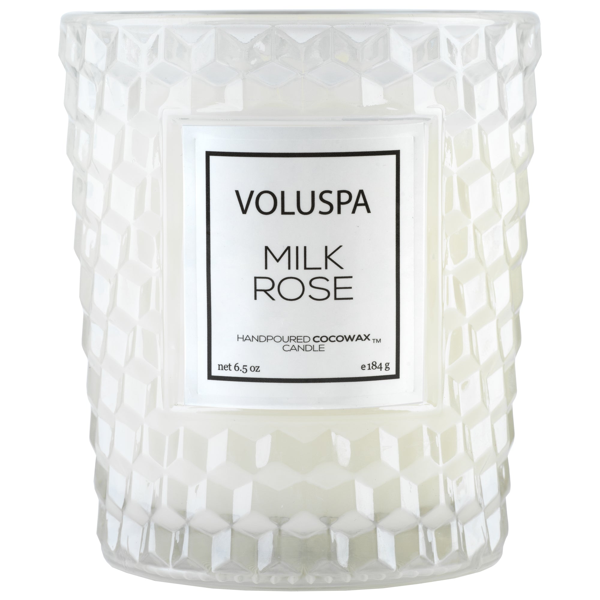 Classic Textured Glass Candle in Milk Rose