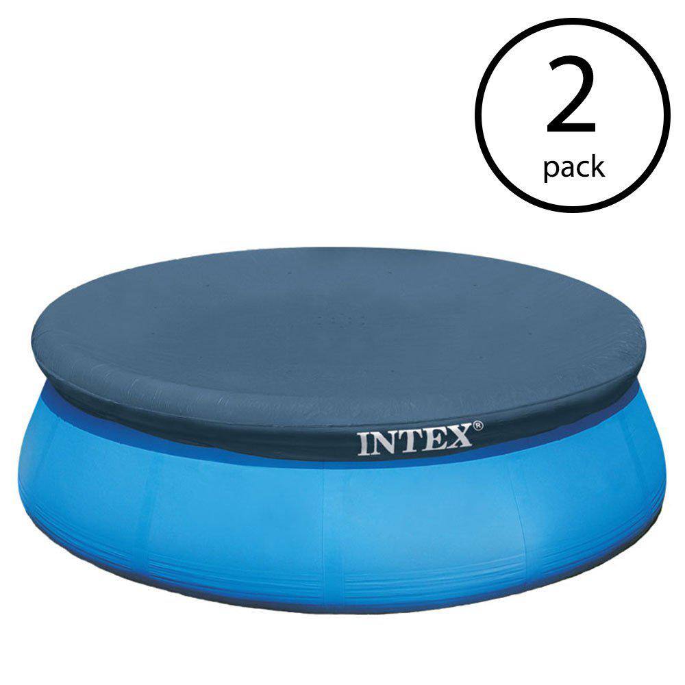 Intex Easy Set 15 ft. Round Vinyl Swimming Above Ground Pool Debris Leaf Cover Tarp (2-Pack) 2 x 28023E