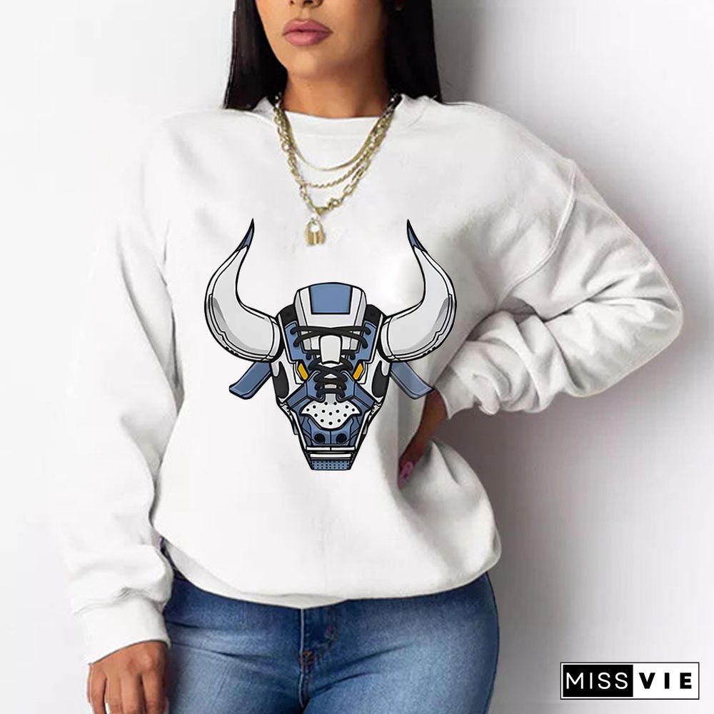 Fleece Long Sleeve O Neck Loose Sweatshirt