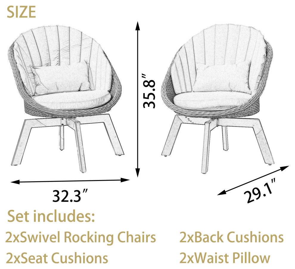 2 Pieces Patio Furniture Sets Outdoor Rotatable Chair Rattan Chair Set   Tropical   Outdoor Sofas   by Bella Depot Inc  Houzz