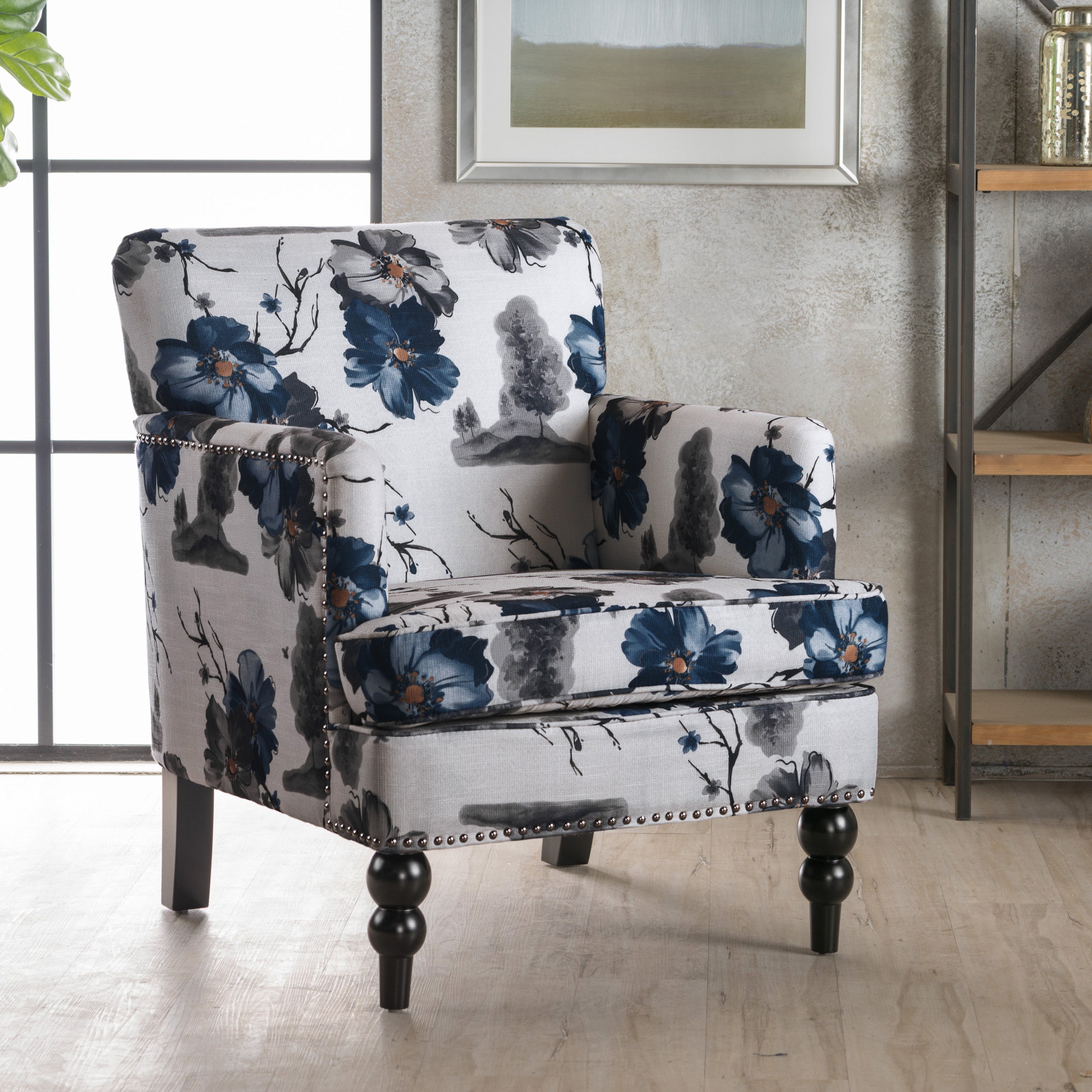 Manon Floral Print Fabric Club Chair