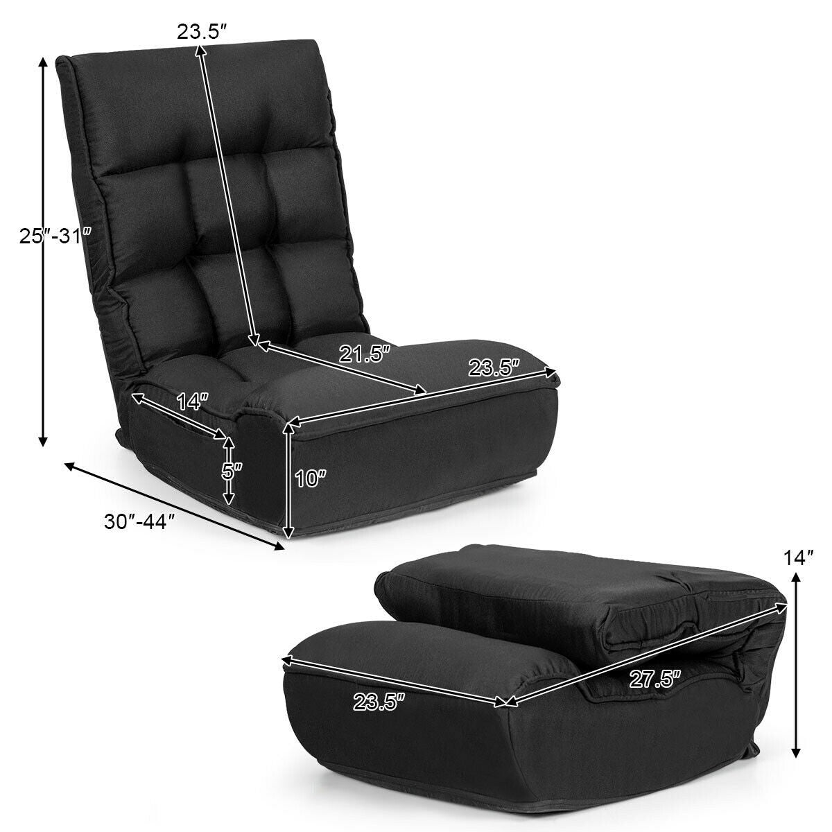 Folding Floor Gaming Chair Sleeper 4-Position Adjustable