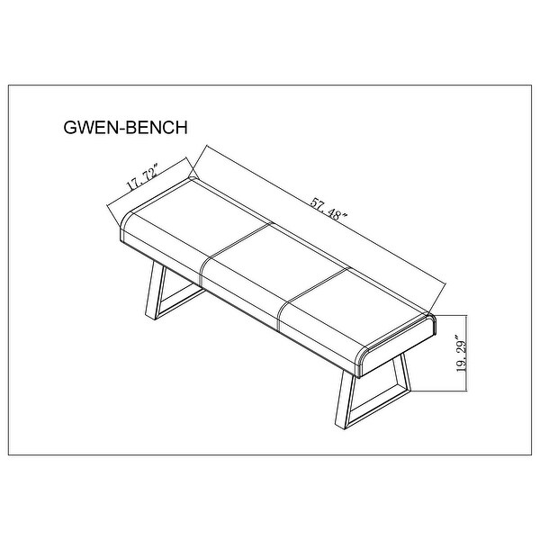 Somette Amelia White Air PU Rectangular Bench