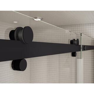 MAAX Utile 32 in. x 60 in. x 81 in. Bath and Shower Combo in Marble Carrara with New Town Left Drain Halo Door Matte Black 106911-307-508-103