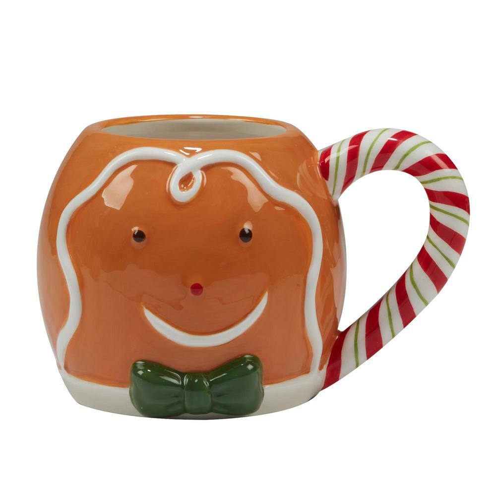 Certified International Holiday Magic Gingerbread 19 oz. Multi-Colored Earthenware 3-D Beverage Mug (Set of 4) 37315SET4