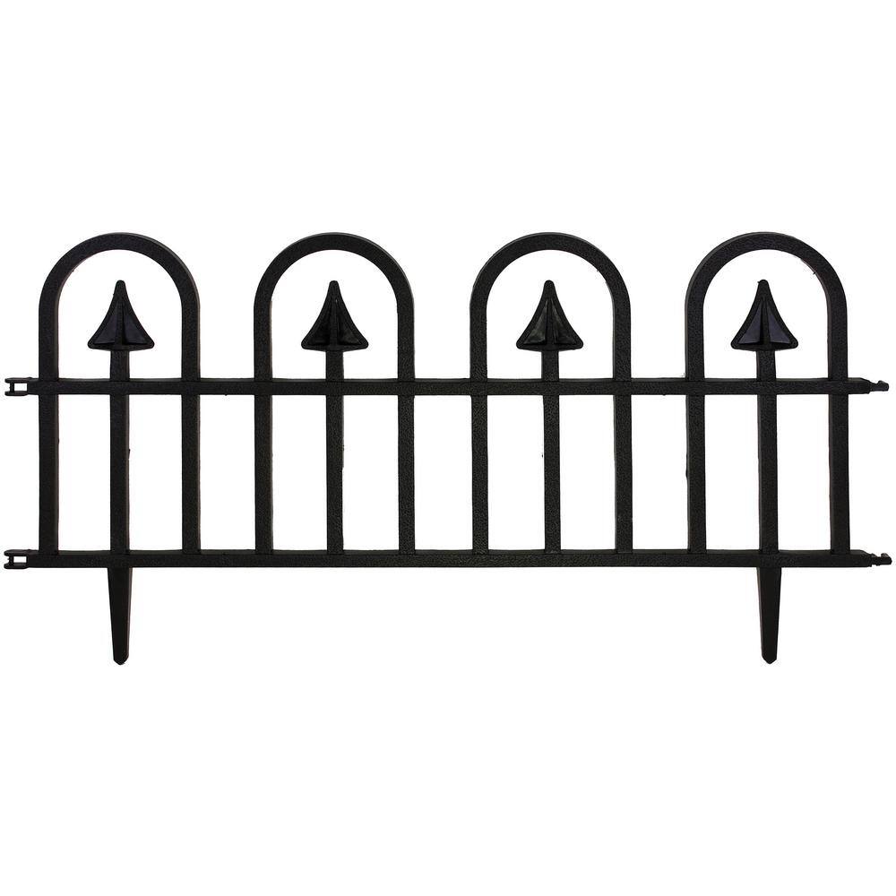 Emsco Estate Series 24 in. x 15 in. Plastic Colonial Wrought-Iron Style Border Garden Fencing 10 ft. Included 2096HD