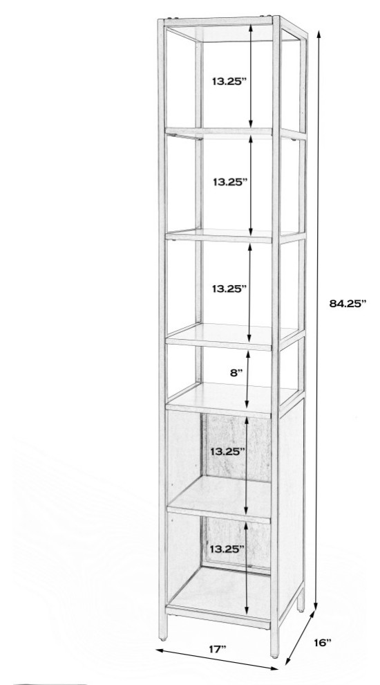 Hans Narrow Wood and Iron Open and Closed 84 quotEtagere Bookcase   Industrial   Bookcases   by HedgeApple  Houzz