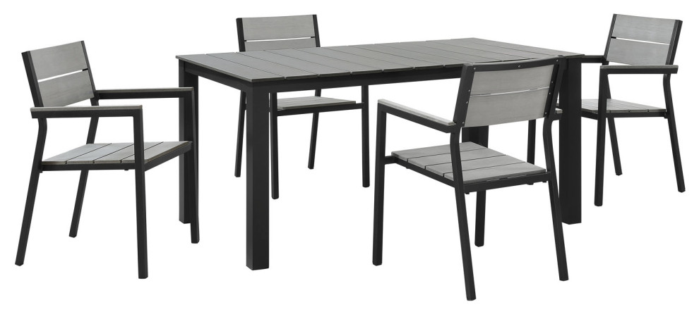 Maine 5 Piece Outdoor Aluminum Dining Set   Transitional   Outdoor Dining Sets   by PARMA HOME  Houzz