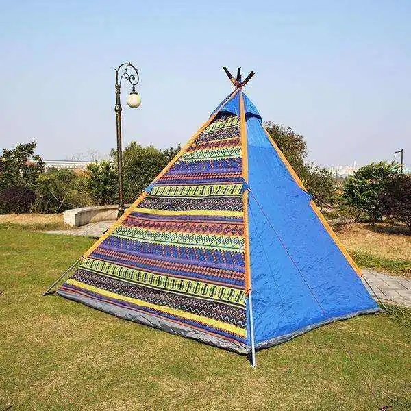 Indian style easy to build 4 5 person High quality waterproof outdoor camping shelter teepee indian fabric tents for sale