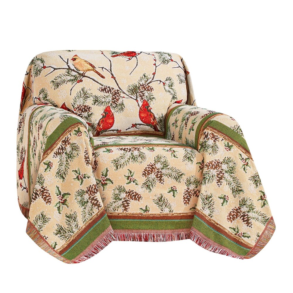 Cardinal Pine Rustic Holiday Furniture Throw   Chair