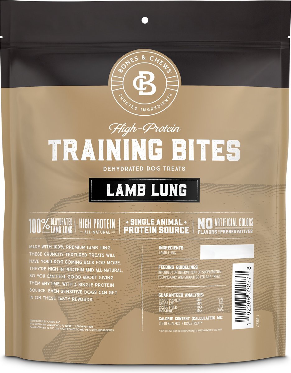 Bones and Chews All-Natural Lamb Lung Training Bites Dehydrated Dog Treats