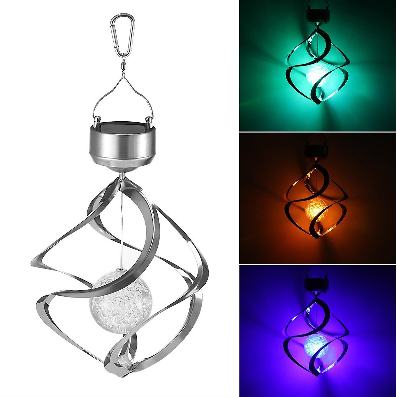 Solar Light Spiral Spinner Solar Wind Chime Led Colour Changing Hanging Wind Light Waterproof Night Lamp For Garden Yard Lawn Balcony Porch Best Gift