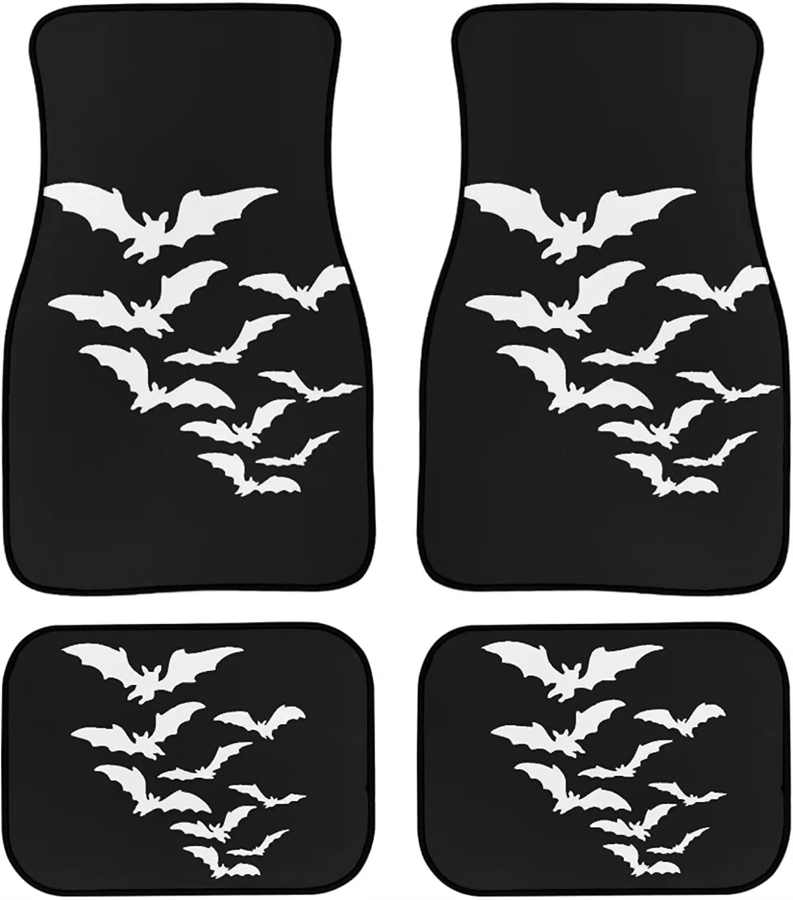 FKELYI Car Floor Mats with Bats Pattern for Men，Non-Slip Rubber Backing Set of 4，Anti Dirty Foot Pad Rug Automotive Accessories Protectors Universal Fit for Almost Vehicles