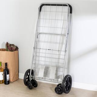 Honey-Can-Do 1-Compartment Steel 4-Wheeled Utility Cart in Silver CRT-09480