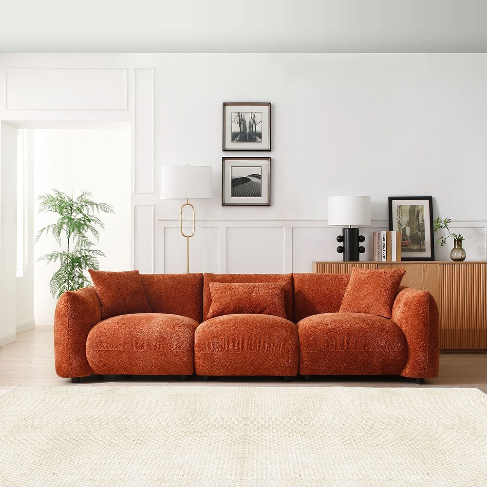 Modern Comfy Cloud Couch 3 Seater Sofa  Living Room Long Sofa with Piilow