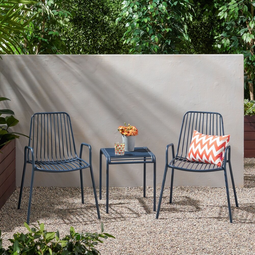 Omaha Outdoor Modern 2 Seater Chat Set by Christopher Knight Home