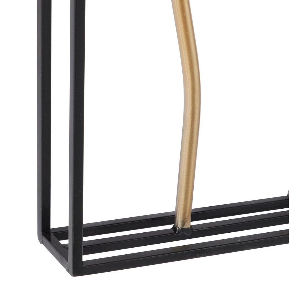 Gold Metal Branch Tree Wall Decor with Black Frame (Set of 2)