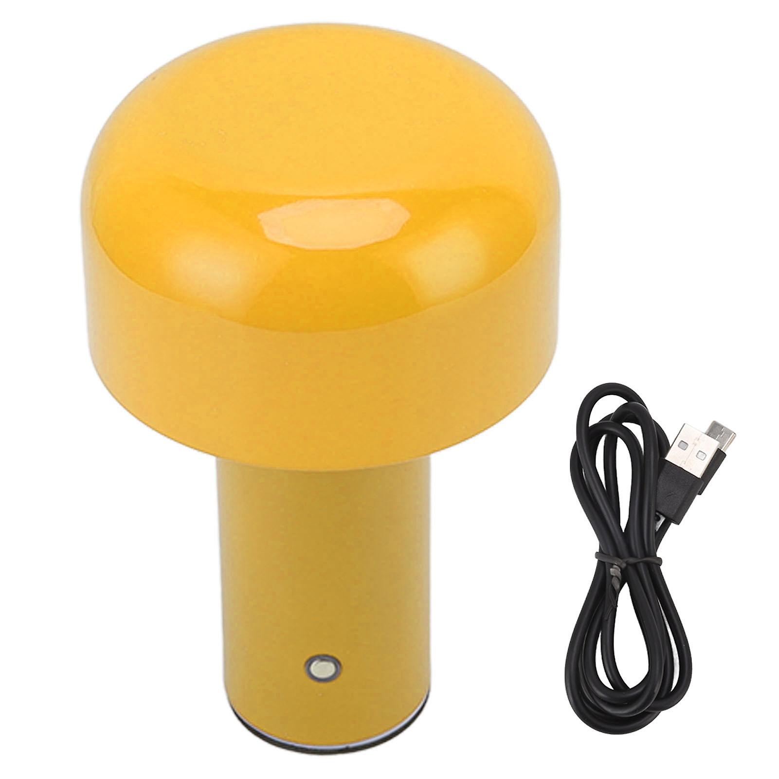 LED Desk Lamp Mushroom Design USB Charging 3 Color Temperature Touch Table Light for Restaurant Study Golden Yellow