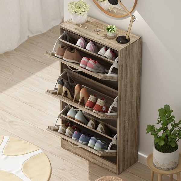 Shoe Cabinet with Flip Drawer for Entryway Rack Storage Organizer - - 36307258