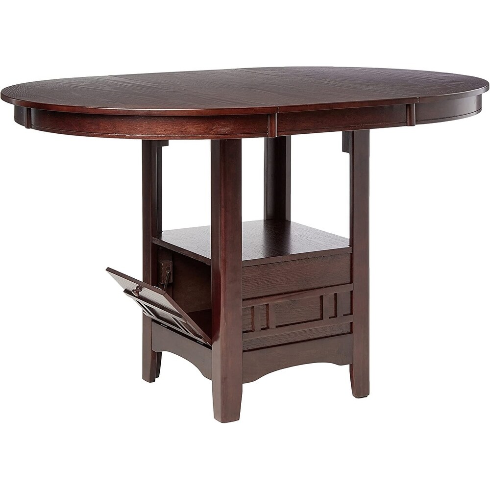 Espresso Chestnut Extendable Counter Hight Dining Table with Storage Base