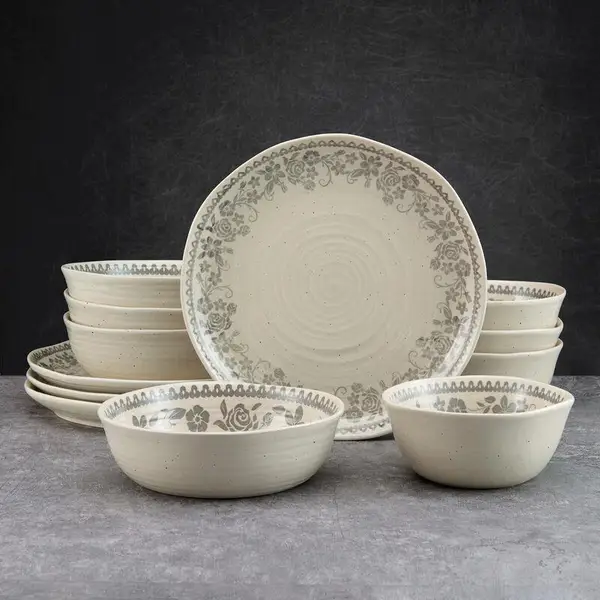 Pfaltzgraff 12-Piece Hayden Grey Dinnerware Set